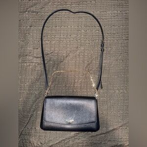 kate spade Black Leather Shoulder Bag with Gold Chain